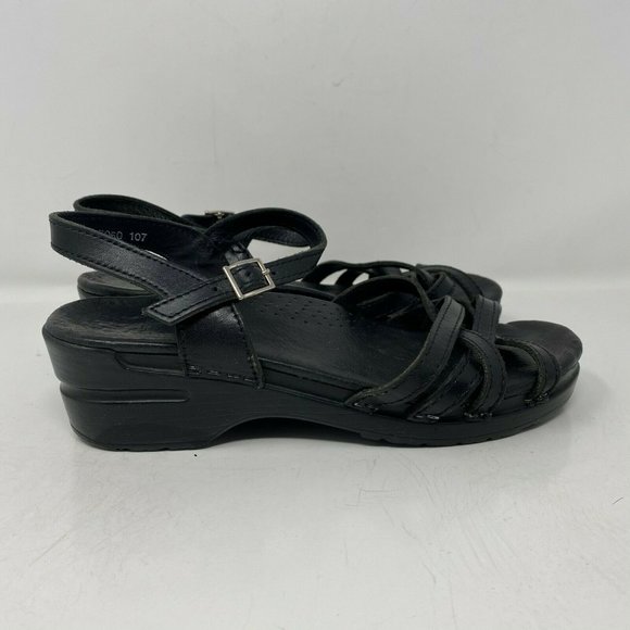 Dansko Shoes - Dansko Womens Black Strappy Sandals Wedge 8.5